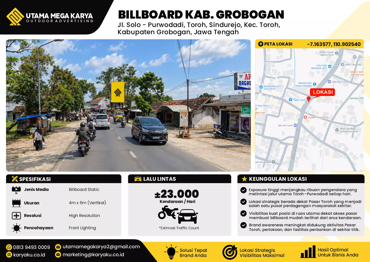 Sewa Titik Billboard di Jl. Solo - Purwodadi, Toroh, Sindurejo, Kec. Toroh, Kabupaten Grobogan, Jawa Tengah