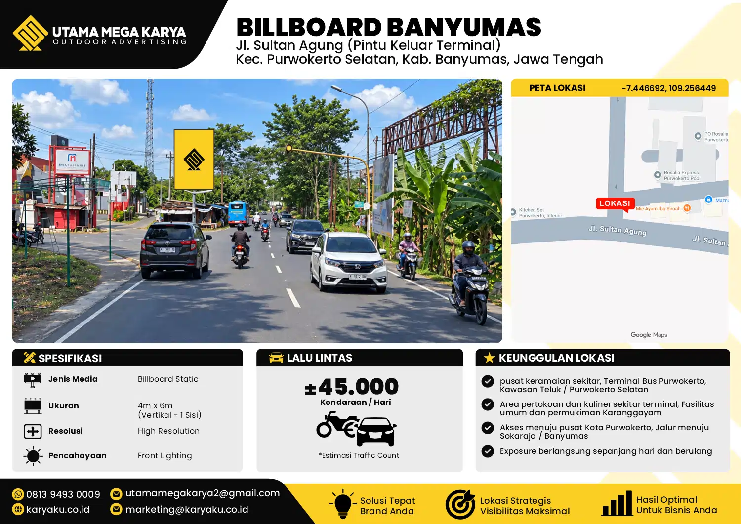 Sewa Titik Baliho dan Billboard di Jl. Sultan Agung (Pintu Keluar Terminal) Kec. Purwokerto Selatan, Kab. Banyumas, Jawa Tengah