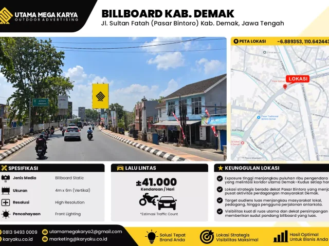 Sewa Titik Billboard di Jl. Sultan Fatah (Pasar Bintoro) Kab. Demak, Jawa Tengah