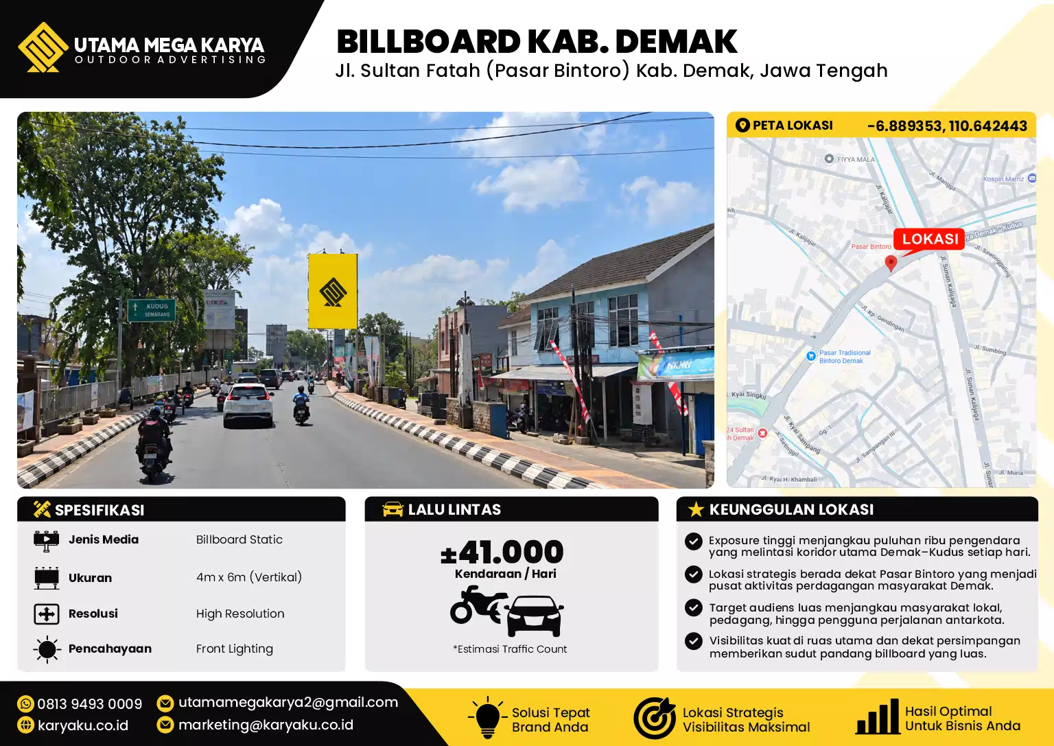 Sewa Titik Billboard di Jl. Sultan Fatah (Pasar Bintoro) Kab. Demak, Jawa Tengah