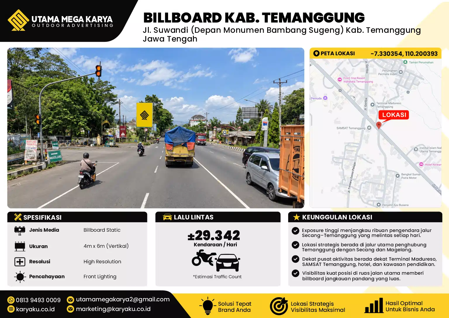 Sewa Titik Billboard di Jalan Suwandi (depan-monumen bambang sugeng) Kabupaten Temanggung Jawa Tengah
