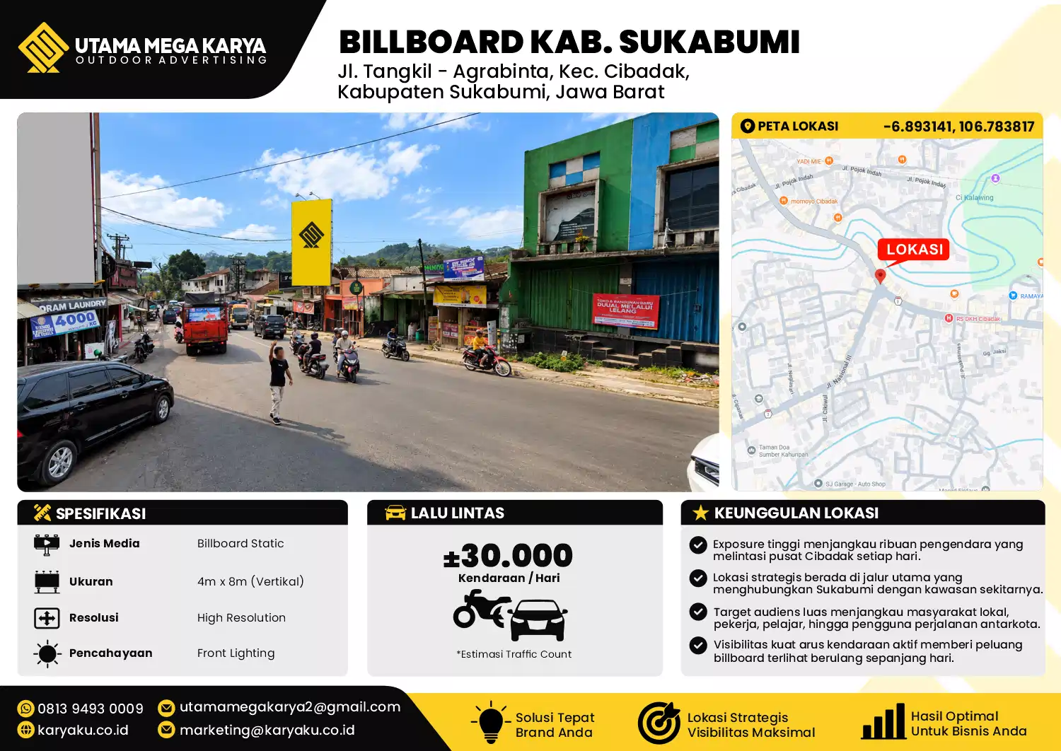 Sewa Titik Baliho dan Billboard di Jl. Tangkil - Agrabinta, Kec. Cibadak, Kabupaten Sukabumi, Jawa Barat