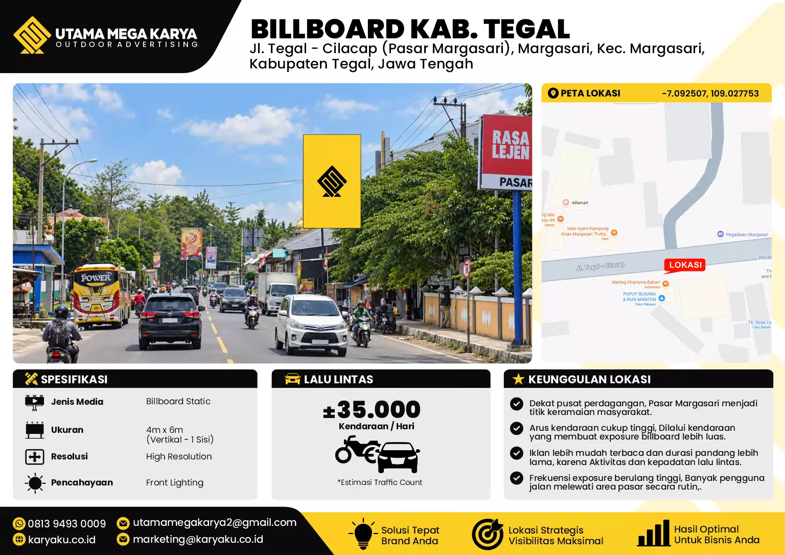 Sewa Titik Billboard di Jl. Tegal - Cilacap (Pasar Margasari), Margasari, Kec. Margasari,Kabupaten Tegal, Jawa Tengah, Kab. Tegal