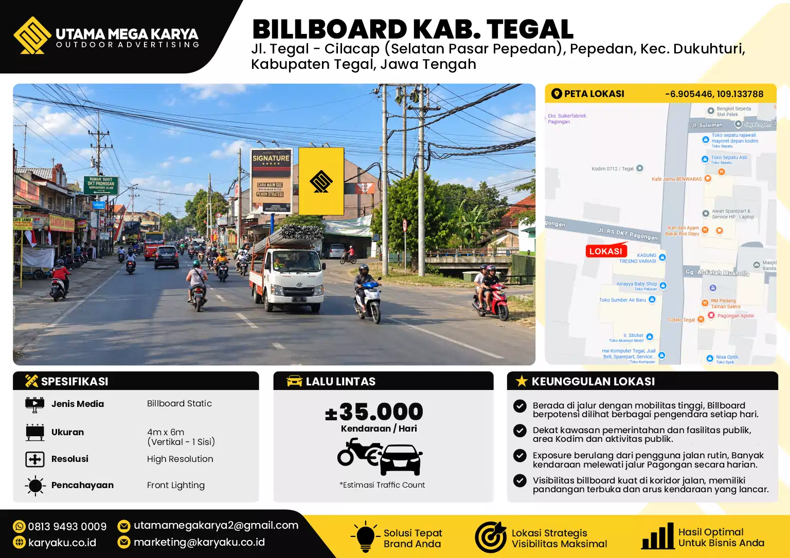 Sewa Titik Billboard di Jl. Tegal - Cilacap (Selatan Pasar Pepedan), Pepedan, Kec. Dukuhturi,Kabupaten Tegal, Jawa Tengah, Kab. Tegal
