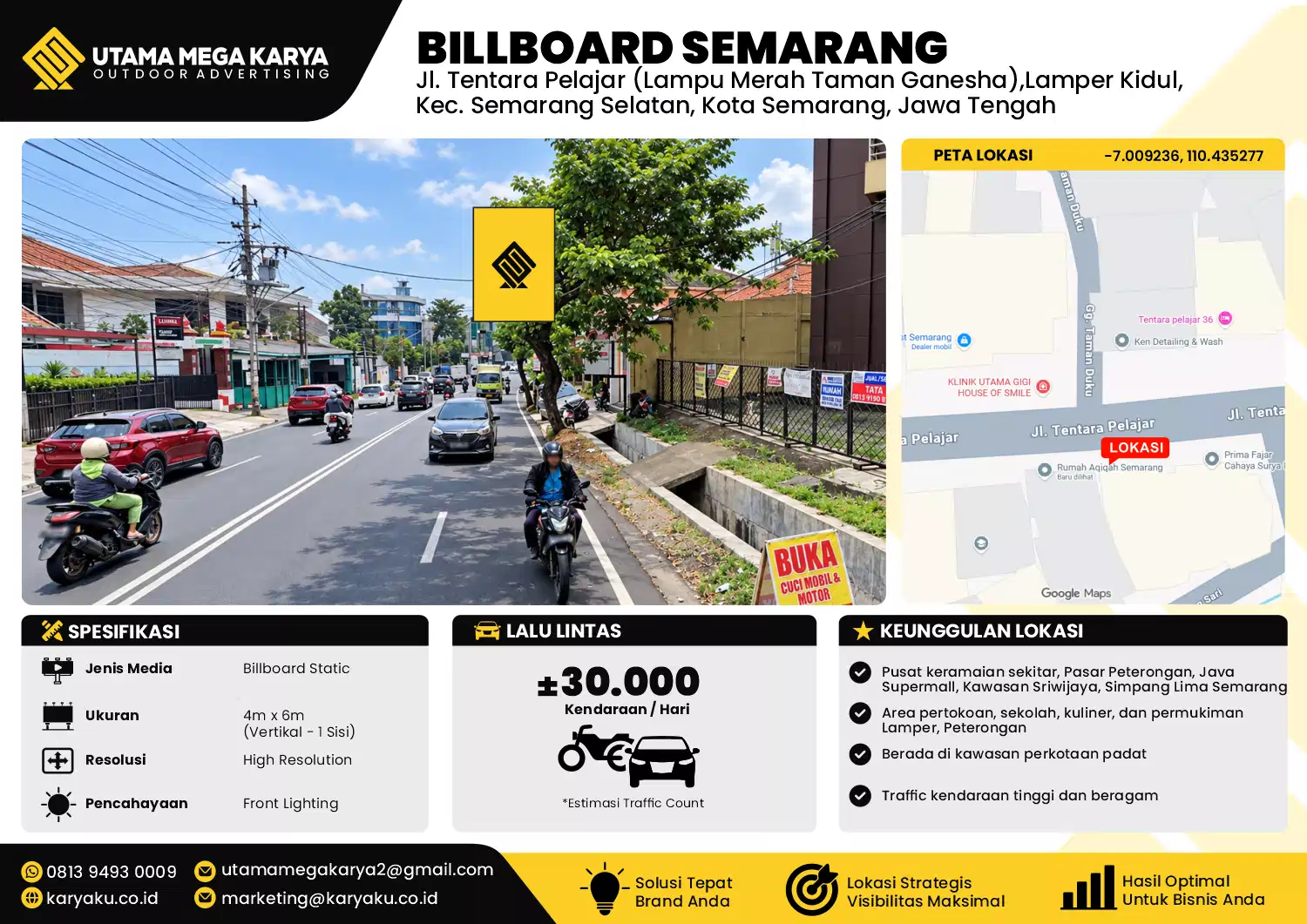 Sewa Titik Baliho dan Billboard di Jl. Tentara Pelajar (Lampu Merah Taman Ganesha),Lamper Kidul, Kec. Semarang Selatan, Kota Semarang, Jawa Tengah