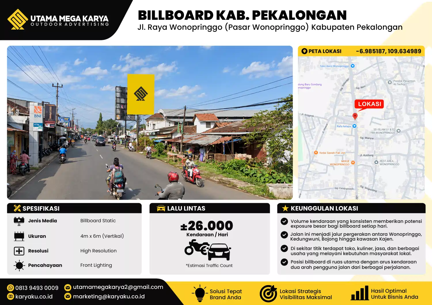 Sewa Titik Baliho dan Billboard di Jl. Raya Wonopringgo (Pasar Wonopringgo) Kabupaten Pekalongan, Jawa Tengah
